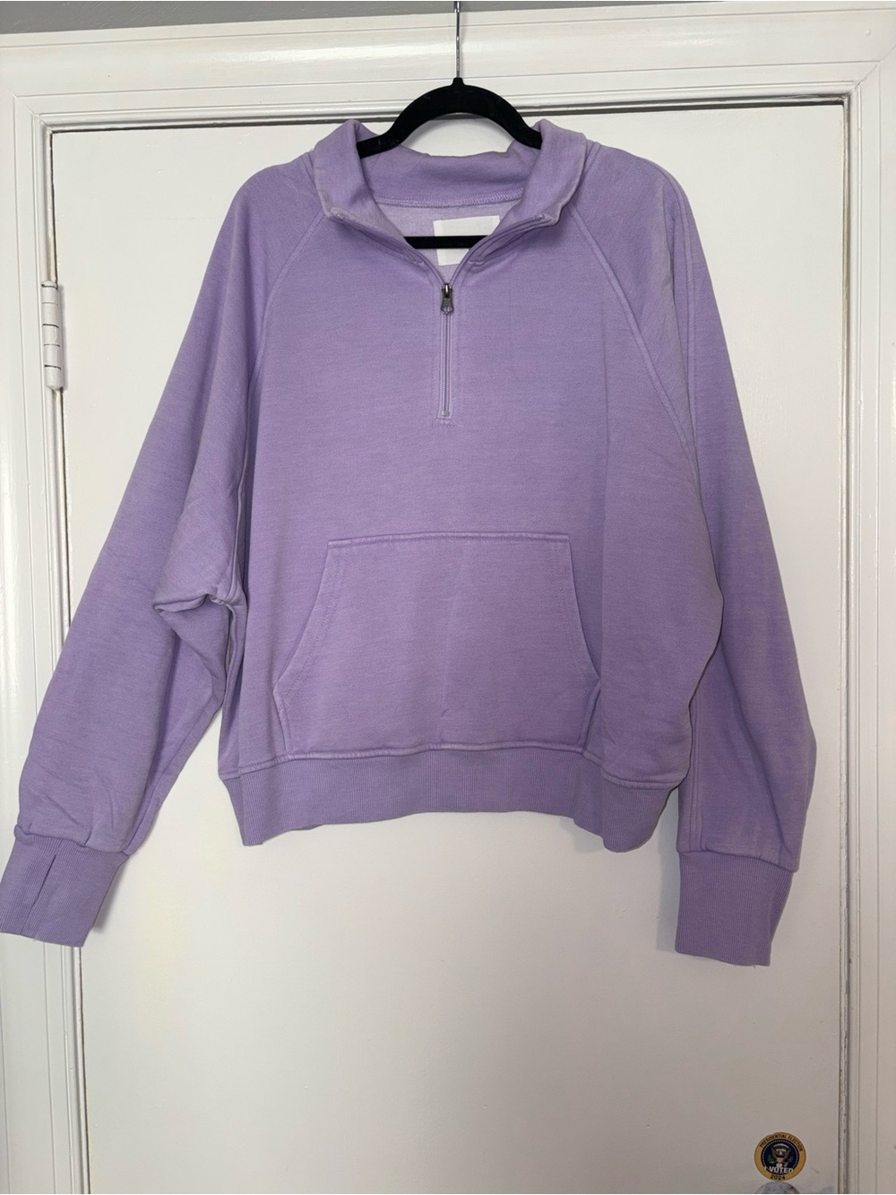 Panache Lavender Half-Zip Cowl Pullover Sweater